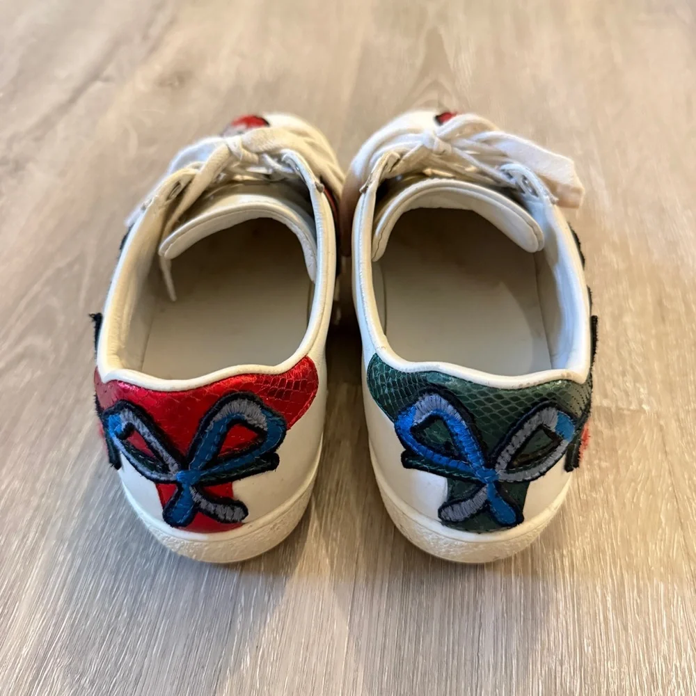 Gucci White Floral Embroidered Women's Sneakers sz 34 - Picture 3 of 5